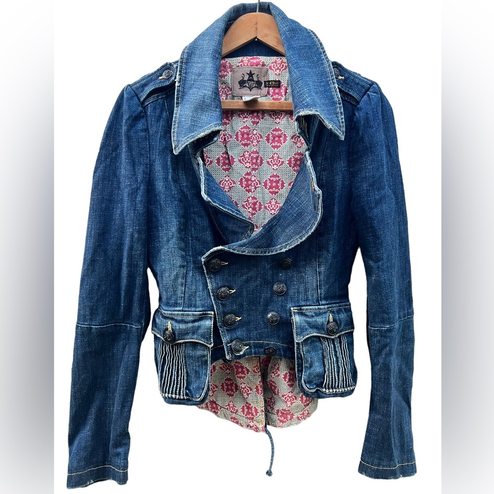 Rare Vintage Diesel Women Blue Denim Jean Jacket Sample Size Small